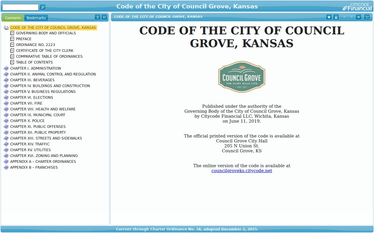 Council Grove court docket ordinance code search