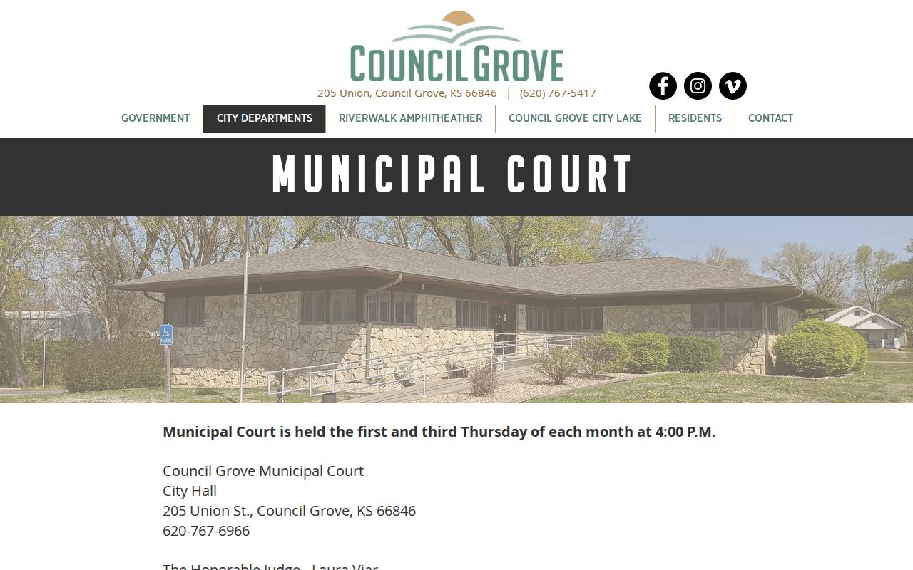Council Grove court docket schedule and municipal contact