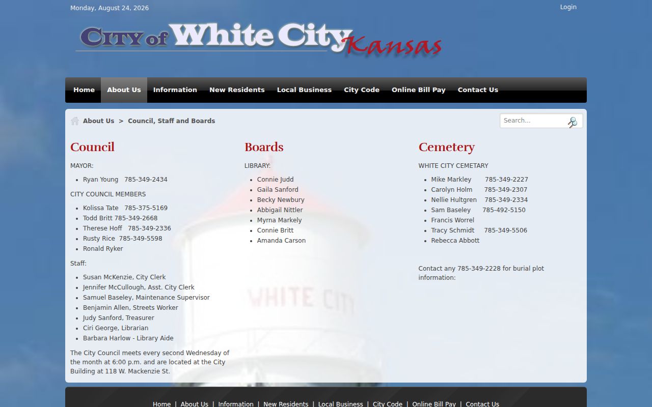 White City court docket city clerk and government schedule