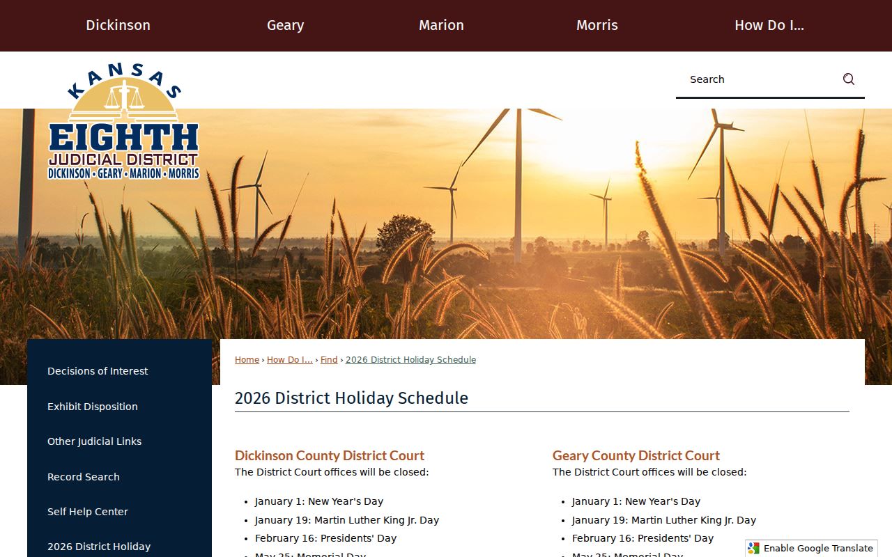 2026 Morris County District Court holiday closure information