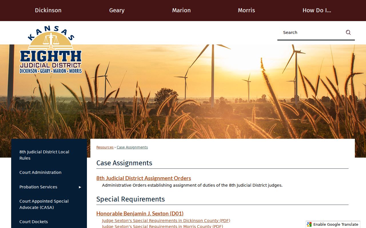 8th Judicial District case assignment and judge requirement links for Morris County