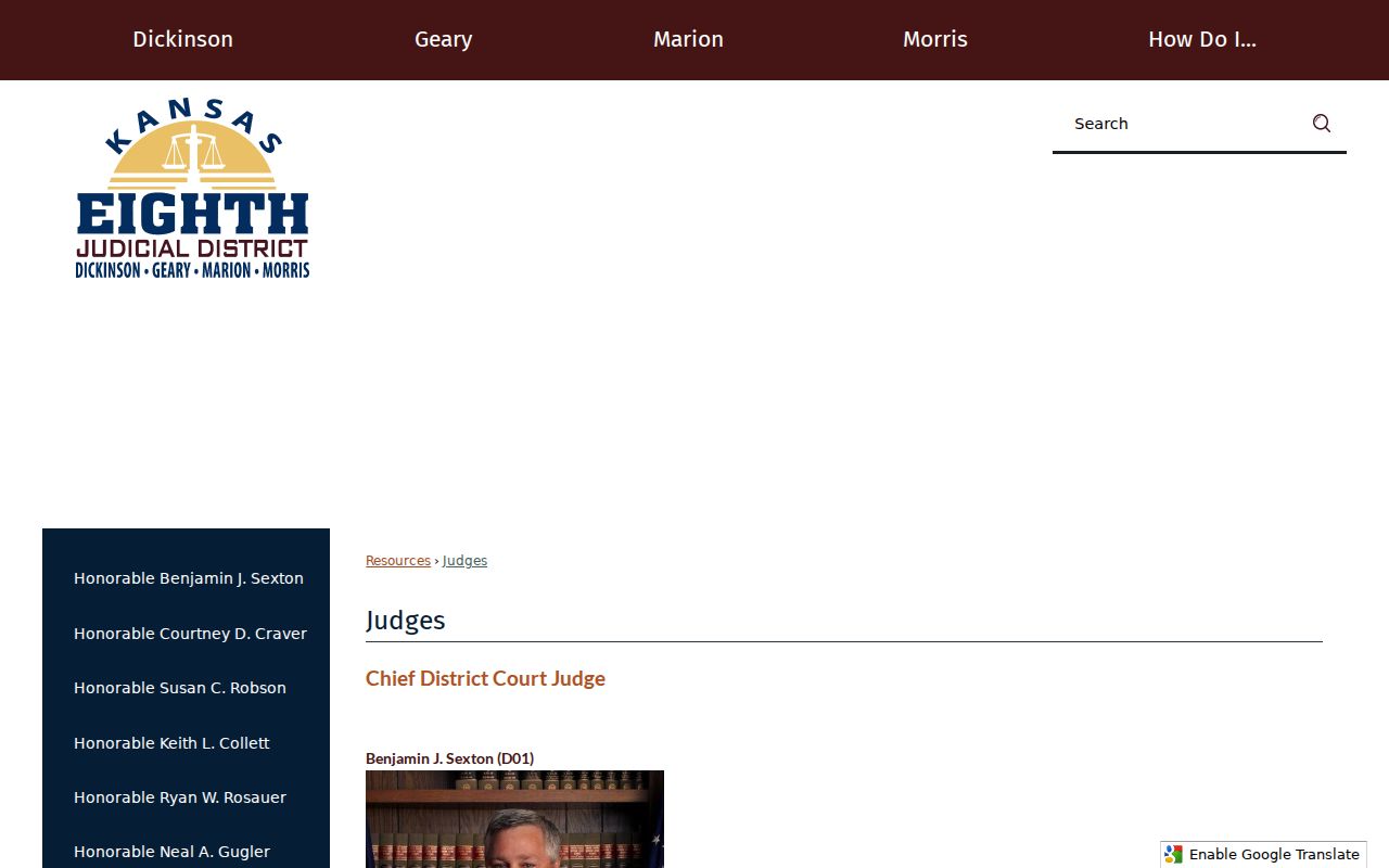 8th Judicial District judge roster serving Morris County court dockets