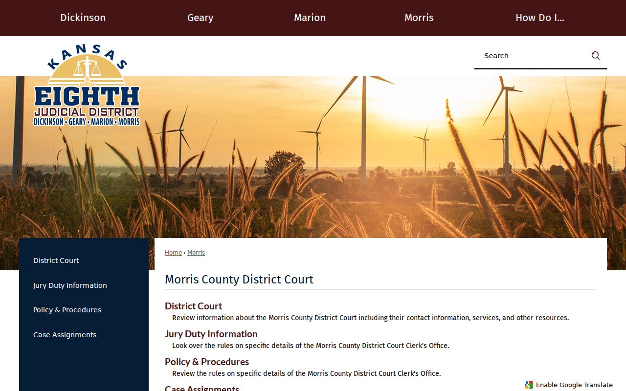 Official Morris County page for the 8th Judicial District court docket