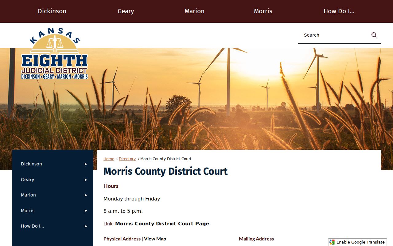 Morris County District Court directory with clerk and local court contacts
